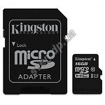 Фото microSD HC 16Gb KINGSTON UHS-I Class10 (с переходником на полный SD, SDC10G2/16GB)