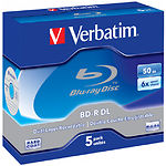 Оптический диск BD-R Verbatim DL 50 Gb 6x Box 5pcs White Blue Hard Coat - фото