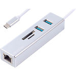 Адаптер Maxxter NECH-2P-SD-01 с USB на Gigabit Ethernet 2 Ports USB 3.0 + microSD/TF card reader - фото
