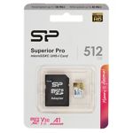Фото microSD XC 512 GB SILICON POWER Superior Pro C10 UHS-I U3 A1 V30 ( SP512GBSTXDU3V20AB) SD адаптер #1