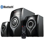 Акустика REAL-EL M-370 (black) Акустическая система 2.1 20W Woofer + 2*12 speaker, BT, FM, SD, USB, LED - фото