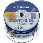Фото DVD+R Verbatim 8,5Gb Double Layer 8x  Pack 50 pcs Spindle Printable цена за шт. (97693)