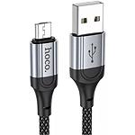 фото Кабель HOCO X102 Black (6942007608763) USB/Micro-USB, 1м, 2.4A, nylon/aluminum