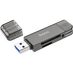 Фото Картридер Hoco HB39 USB/Type-C 3.0 Metal Gray (6942007604819) SD/microSD #3