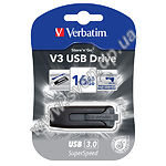 Фото USB Flash 16Gb Verbatim V3 {49172}, USB 3.0 "STORE N GO DRIVE" черный с серым)