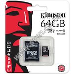 Фото microSD XC 64Gb Kingston Class10 (c переходником на SD, UHS-I, SDC10G2/64GB)