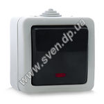 Фото Выключатель SVEN SE-72012L серый, проходной одинарный с индикатором, IP54 /10/100шт в уп.