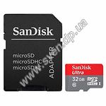 Фото microSD HC 32Gb SanDisk Mobile Ultra Class 10 (UHS-1, с переходником SD  SDSQUNC-032G-GN6MA)