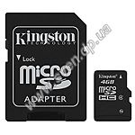 Фото microSD HC 4Gb KINGSTON Class 4 (SDC4/4GB) с SD переходником