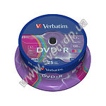 Изображение DVD+R Verbatim 4,7Gb 16x Cake 25 pcs Colour (43733) Фото DVD+R Verbatim 4,7Gb 16x Cake 25 pcs Colour (43733)