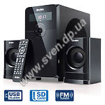 Изображение Акустическая система SVEN MS-2000 black, 2.1 18W Woofer + 2*11W speaker, FM, SD, LED display, ДУ Фото Акустическая система SVEN MS-2000 black, 2.1 18W Woofer + 2*11W speaker, FM, SD, LED display, ДУ