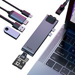 фото Концентратор HUB USB 3.1 Baseus CAHUB-L0G USB3.1 Type-C --> HDMI + Eth RJ-45 + SD/microSD + 2*USB3.0