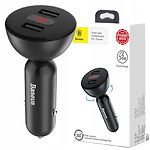 Изображение Автомобильное ЗУ Baseus CCALL-YT01 Black, 2*USB-A, 4.8A 5V 360°поворот, дисплей Фото Автомобильное ЗУ Baseus CCALL-YT01 Black, 2*USB-A, 4.8A 5V 360°поворот, дисплей
