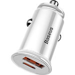 Изображение Автомобильное ЗУ Baseus CCALL-YS02 White, USB+Type-C , 30W Фото Автомобильное ЗУ Baseus CCALL-YS02 White, USB+Type-C , 30W