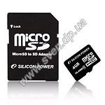 Изображение microSD HC 4GB SILICON POWER Class4 (с переходником, SP004GBSTH004V10SP) Фото microSD HC 4GB SILICON POWER Class4 (с переходником, SP004GBSTH004V10SP)