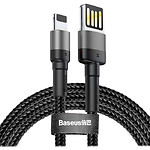 Изображение Кабель Baseus CALKLF-GG1 Cafule USB/Lightning 1м Grey+Black 2.4A Фото Кабель Baseus CALKLF-GG1 Cafule USB/Lightning 1м Grey+Black 2.4A