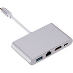 ХАБ Dynamode Multiport USB 3.1 Type-C to HDMI-RJ45 1хHDMI 1хUSB 3.0 1хUSB Type-C Female - фото