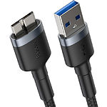 Кабель Baseus CADKLF-D0G Cafule USB3.0 Male - Micro-B 2А 1м Dark gray - фото
