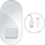 Изображение Беспроводное Wireless ЗУ Baseus WXJK-02 White, USB питание, 2in1 18W For Phones+Pods Фото Беспроводное Wireless ЗУ Baseus WXJK-02 White, USB питание, 2in1 18W For Phones+Pods