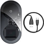 Изображение Беспроводное Wireless ЗУ Baseus WXJK-A01 Black Transparent, USB питание, 2in1 15W For Phones+Pods Фото Беспроводное Wireless ЗУ Baseus WXJK-A01 Black Transparent, USB питание, 2in1 15W For Phones+Pods