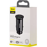 Изображение Автомобильное ЗУ Baseus CCYS-C01 Black, USB-A+Type-C, 30W QC Фото Автомобильное ЗУ Baseus CCYS-C01 Black, USB-A+Type-C, 30W QC