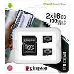 Изображение microSD HC 2шт x 16Gb KINGSTON Canvas Select Plus комплект UHS-I A1 C10 (SDCS2/16GB-2P1A) R100MB/s Фото microSD HC 2шт x 16Gb KINGSTON Canvas Select Plus комплект UHS-I A1 C10 (SDCS2/16GB-2P1A) R100MB/s