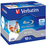 Оптический диск BD-R Verbatim DL 50 Gb 6x Box 10pcs Wide Printable No id - фото