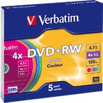 Фото DVD+RW Verbatim 4,7Gb 4x Pack 5 pcs Color Surface (43297)
