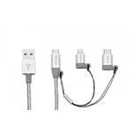 Изображение Кабель Verbatim (48870) 3в1 USB/Lightning+Type-C+MicroUSB 1м Silver (синхронизация и зарядка) Фото Кабель Verbatim (48870) 3в1 USB/Lightning+Type-C+MicroUSB 1м Silver (синхронизация и зарядка)
