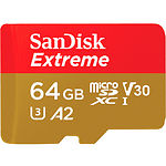 Изображение microSD XC 64Gb SanDisk Extreme Class 10 UHS-I U3 A2 (без переходника, SDSQXA2-064G-GN6GN) Фото microSD XC 64Gb SanDisk Extreme Class 10 UHS-I U3 A2 (без переходника, SDSQXA2-064G-GN6GN)