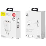 Изображение Сетевое ЗУ Baseus CCALL-AG02 White, 2*USB Фото Сетевое ЗУ Baseus CCALL-AG02 White, 2*USB