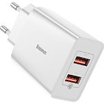 Изображение Сетевое ЗУ Baseus CCFS-V02 White, 2*USB , QC , 18W Фото Сетевое ЗУ Baseus CCFS-V02 White, 2*USB , QC , 18W