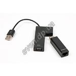 Фото Адаптер Viewcon VE450B с USB на Fast Ethernet + 3 port hub. Black