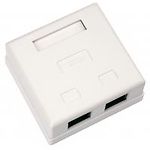 Изображение Розетка KINGDA KD-WP6035-C5e под RJ45, внешняя, 2-портовая, Cat 5e, белая Фото Розетка KINGDA KD-WP6035-C5e под RJ45, внешняя, 2-портовая, Cat 5e, белая