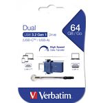 Изображение USB Flash 64Gb VERBATIM (49967) DUAL USB3.2/USB Type-C Фото USB Flash 64Gb VERBATIM (49967) DUAL USB3.2/USB Type-C
