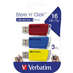 Фото USB Flash 16Gb Verbatim {49306} набор 3-pack STORE'N'CLICK (1xRED,1xBLUE,1xYELLOW)