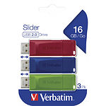 Флешка Verbatim набор 3-pack SLIDER (1xRED,1xBLUE,1xGREEN) 16Gb - фото