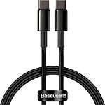 Изображение Кабель Baseus CATWJ-01 Tungsten Gold Type-C/Type-C, 1м Black 100W Фото Кабель Baseus CATWJ-01 Tungsten Gold Type-C/Type-C, 1м Black 100W