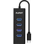 ХАБ Maiwo KH304C - USB Type-C на 4 порта USB3.0, кабель 15 см, пластик - фото