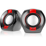 Фото Акустическая система REAL-EL S-50 black-red (EL121100008) 2*3W speaker, mini-jack 3,5/USB #7