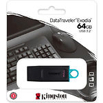 Фото USB Flash 64GB KINGSTON DataTraveler Exodia USB3.2 Gen1 Black/Teal (DTX/64GB) #1