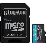Изображение microSD XC 64Gb Kingston Canvas Go! Plus U3 A2 V30 C10 (SDCG3/64GB) с SD переходником, R170/W70 #2 Фото microSD XC 64Gb Kingston Canvas Go! Plus U3 A2 V30 C10 (SDCG3/64GB) с SD переходником, R170/W70 #2