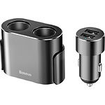 Изображение Автомобильный разветвитель прикуривателя Baseus CRDYQ-01 High Efficiency One to Two Cigarette Black) Фото Автомобильный разветвитель прикуривателя Baseus CRDYQ-01 High Efficiency One to Two Cigarette Black)