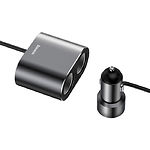 Изображение Автомобильный разветвитель прикуривателя Baseus CRDYQ-01 High Efficiency One to Two Cigarette Black) #5 Фото Автомобильный разветвитель прикуривателя Baseus CRDYQ-01 High Efficiency One to Two Cigarette Black) #5