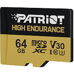 Изображение microSD XC 64GB Patriot High Endurance UHS-I U3 C10 V30 (с переходником SD, PEF64GE31MCH) R-95 MB/s #5 Фото microSD XC 64GB Patriot High Endurance UHS-I U3 C10 V30 (с переходником SD, PEF64GE31MCH) R-95 MB/s #5