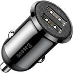 Автомобильное зарядное устройство Baseus CCALLP-01 2*USB (Black) 4.8A - фото