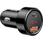 фото Автомобільний зарядний пристрій Baseus CCMLC20C-01 Black, USB-A+Type-C, QC, PPD, Display, 6A 45W