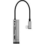 ХАБ Baseus CAHUB-WJ0G USB3.1 Type-C --> HDMI +microSD+USB3.0 + Type-C + mini-jack3,5 - фото