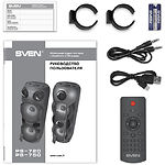 Фото SVEN PS-750 Black, мобильная аудиосистема 2x40 Вт, Li-Ion аккумулятор, USB, microSD,FM,BT, дисплей #5