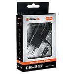 Фото Сетевое ЗУ REAL-EL CH-217 Black (EL123160016) USB-A +кабель Lighting, 100-240V, 2.1А, 5V #2